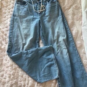 Superwide Leg Madewell Jeans with White Drawstring